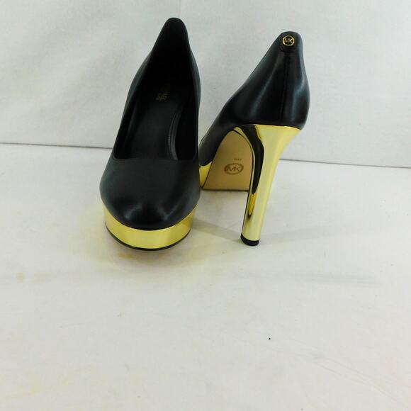 Michael Kors Womens Black and Gold Heels Chantal Platform Pump Size 8 New - Picture 6 of 11